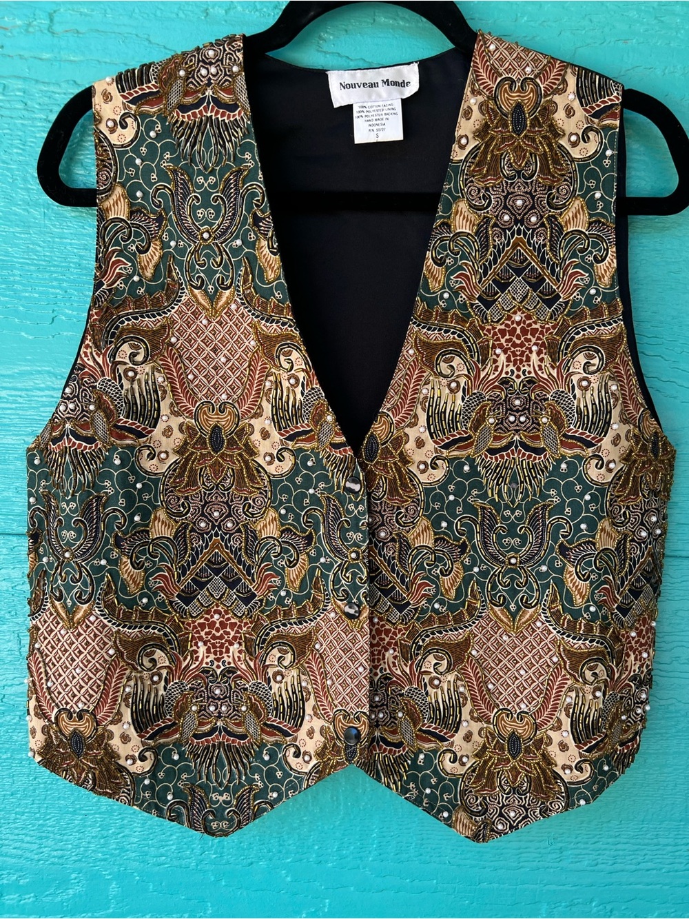 Nouveau Monde Hand Beaded & Pearl Embellished Holiday Vest